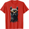 Funny Llama Lover Graphics Funny Alpaca Llama with Sunglasses Animal Graphic T-Shirt - Red