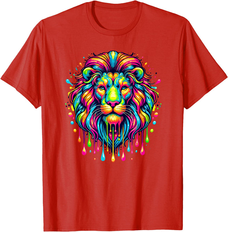 Lions Lion Lover Gifts Colorful Pop Art Lion Lions T-Shirt - Red