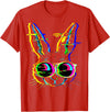 Trippy Rabbit Vibrant Glitch Effects Vaporwave EDM Lover T-Shirt in Red