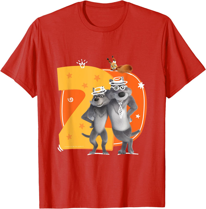 Masha and the Bear Friends. Numbers #2 T-Shirt - Red