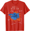 Cool Dog Gifts Betta Fish Siamese Fighting Fish Anatomy, Funny Aquarium Pet T-Shirt - Red