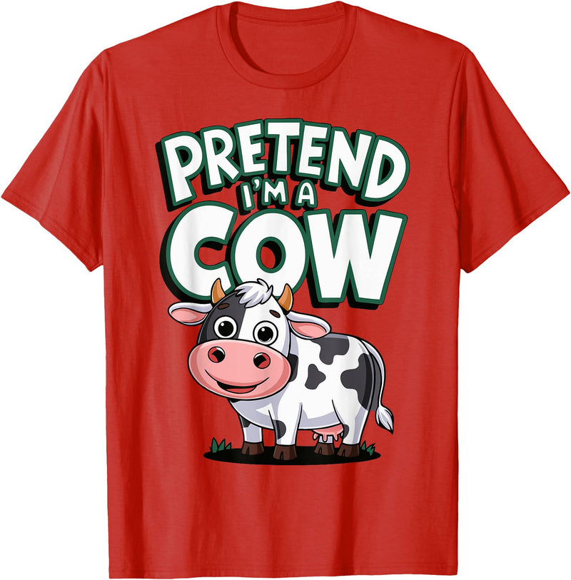 AnI'mal Cow Farm AnI'mal Halloween Costume Party Pretend I'm A Cow T-Shirt - Red