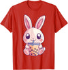 Kawaii Bunny Rabbit Boba Tea Anime Cute Easter Graphic T-Shirt in Red