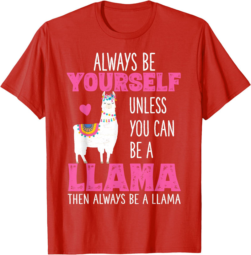 Llama Shirts by Memme Cute Funny Llama Shirt Llamas Lover Shirts Girls Women T-Shirt - Red