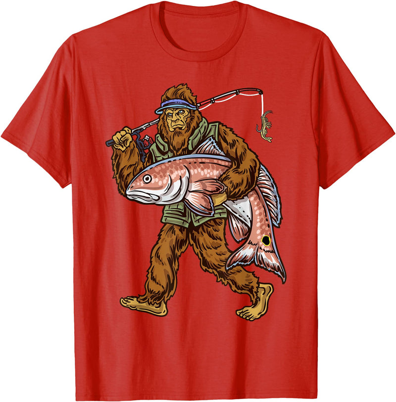 Northern Outdoors Redfish Collection Redfish Fishing Hunting Bigfoot Fishermen T-Shirt - Red