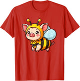 Funny Mini Pig Gifts Mini Pig Bee Pet Funny Animal T-Shirt - Red