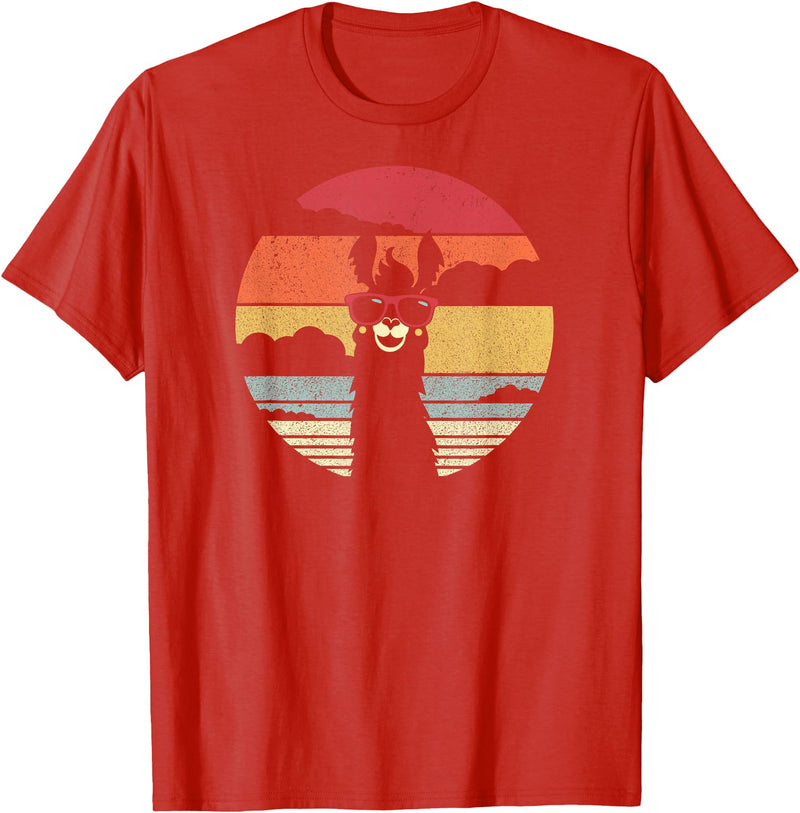 Pack A Punch Llama, Retro Style Alpaca T-Shirt - Red