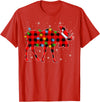 Buffalo Plaid Moose Christmas Gifts Moose Xmas Lighting Buffalo Plaid Moose Christmas Pajama T-Shirt - Red