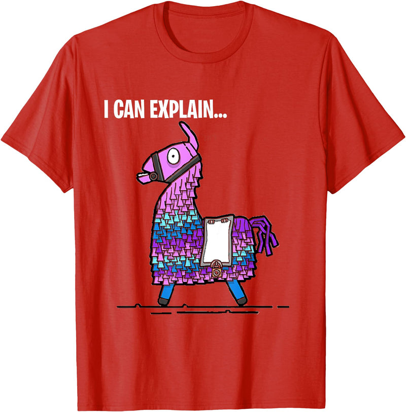 Funny gaming T-Shirts Loot Llama I Can Explain Gaming T-Shirt T-Shirt - Red