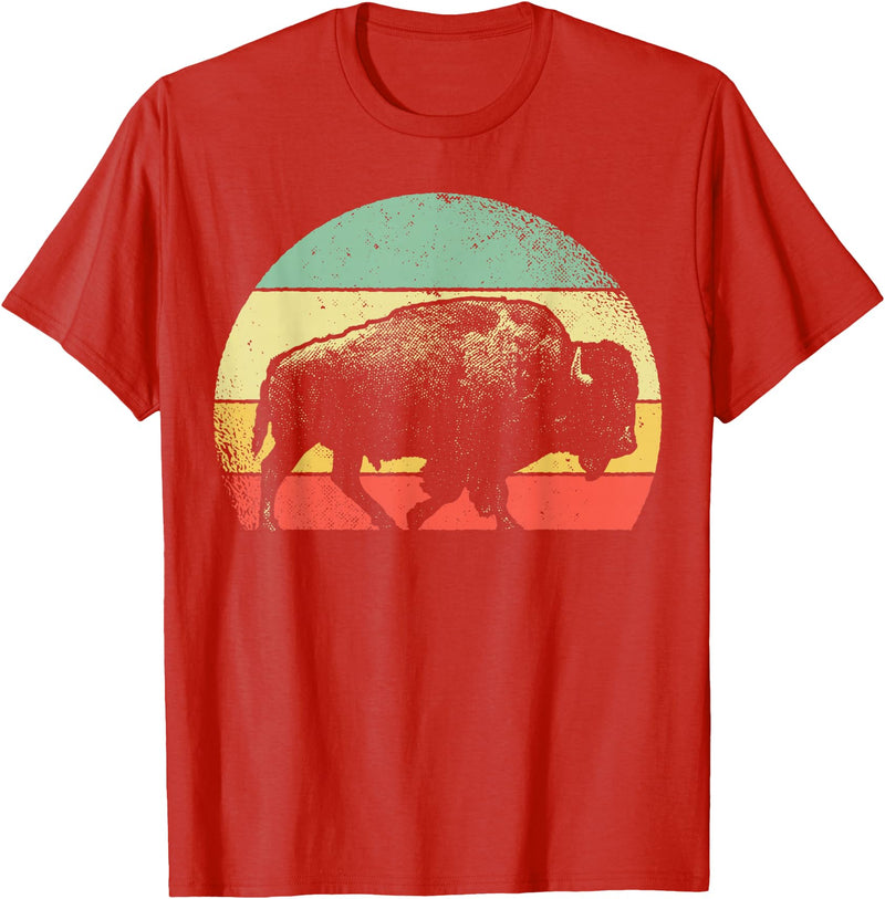 Bison Lover Gifts Wildlife I Bison Natural Reserve Vintage Buffalo Graphic Crew Neck Short Sleeve Regular Fit T-Shirt -
