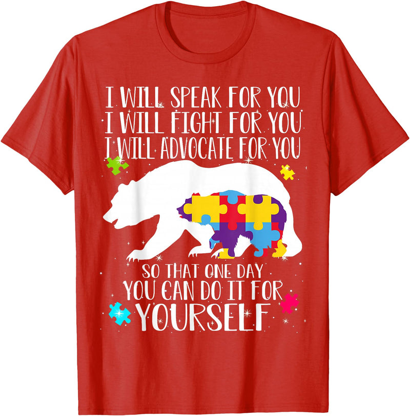 Mama Papa Bear Shirt Autism Awareness Shirt For Women Men T-Shirt - Red