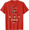 Buffalo Anchor Tees Company American Flag Anchor Shirt Patriotic Military July Navy USA T-Shirt - Red