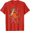 Red Cardinal Bird Male Female Vintage Red Cardinal Bird T-Shirt - Red