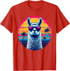 Llama Alpaca Vintage Art Co. Llama Alpaca Retro 80s Style T-Shirt - Red