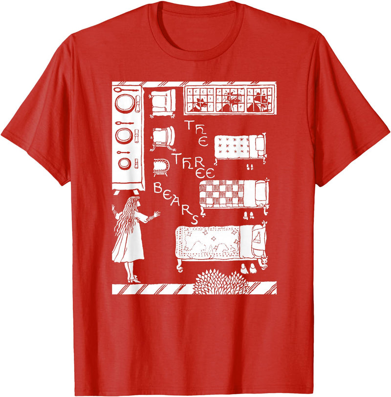 Vintage Fairy Tale Shirts The 3 Bears Vintage Goldilocks Retro Fairy Tale T-Shirt - Red