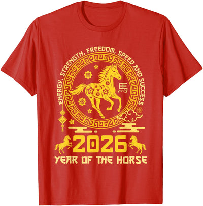 Happy Lunar Chinese New Year of The Horse 2026 Zodiac T-Shirt