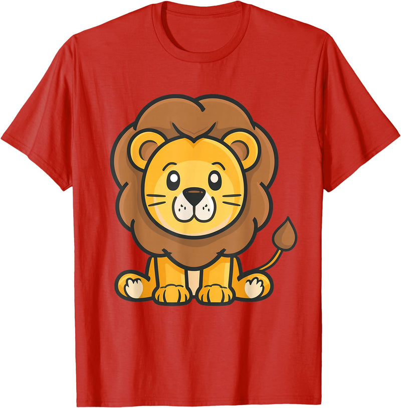 Funny Lion and African Animals Design Cute Lion for Kids T-Shirt - Red