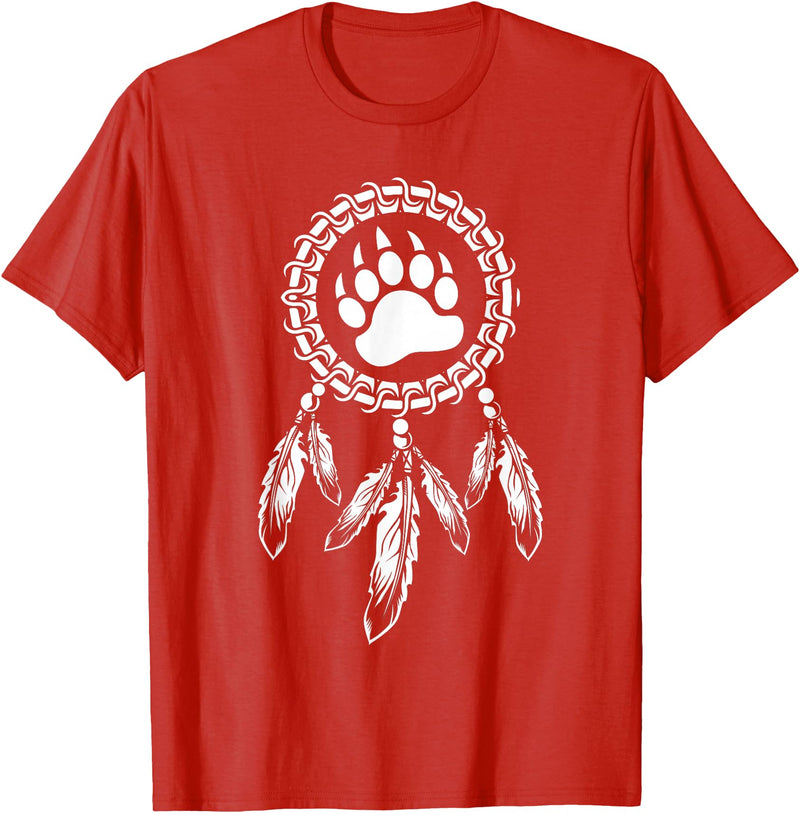 Indigenous Native American For Men Traditional Dreamcatcher Women Bear Native American T-Shirt - Red