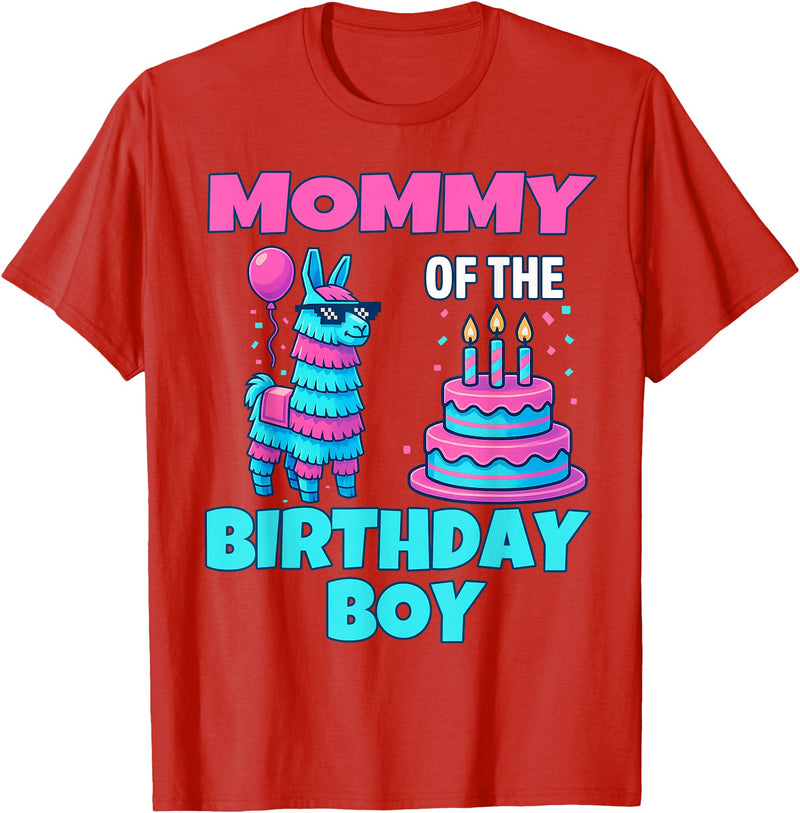 gaming gamer Birthday Llama Pinata Family Apparel Mommy Birthday Boy Llama Pinata Party Family mathing Women T-Shirt - Red
