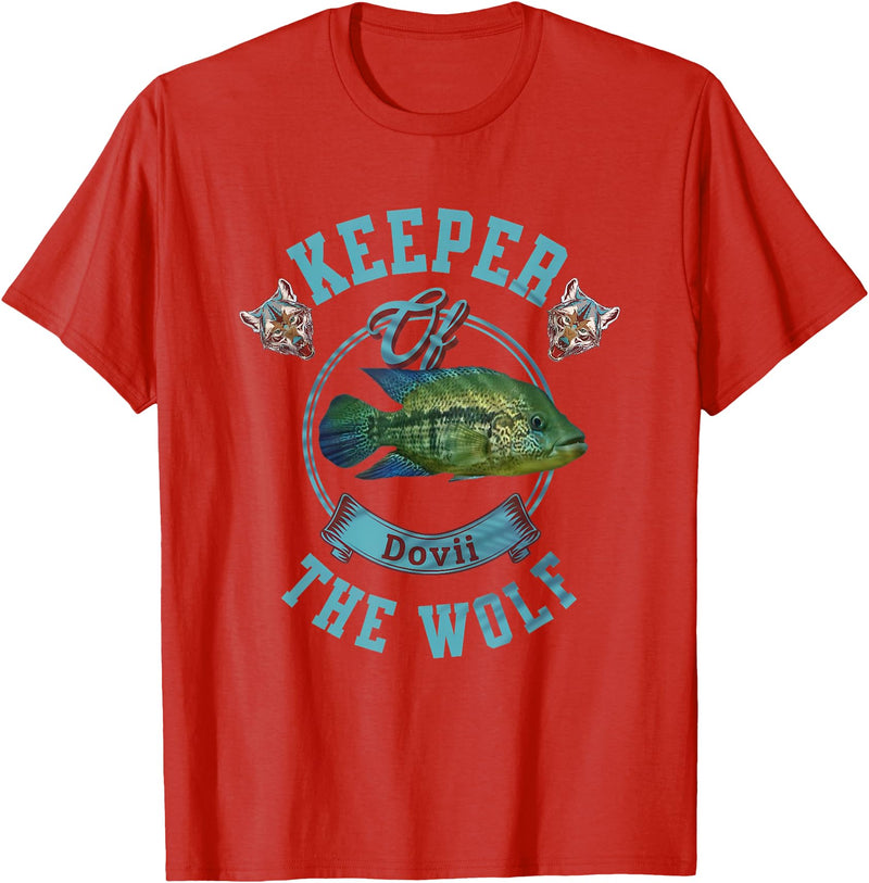 Cichlid Fish Tank Tees Wolf Cichlid Dovii Cichlid Monster Aquarium Fish Lovers T-Shirt - Red