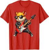 Hamster Electric Guitar Concert Music Lover Men Women Kids T-Shirt - Red
