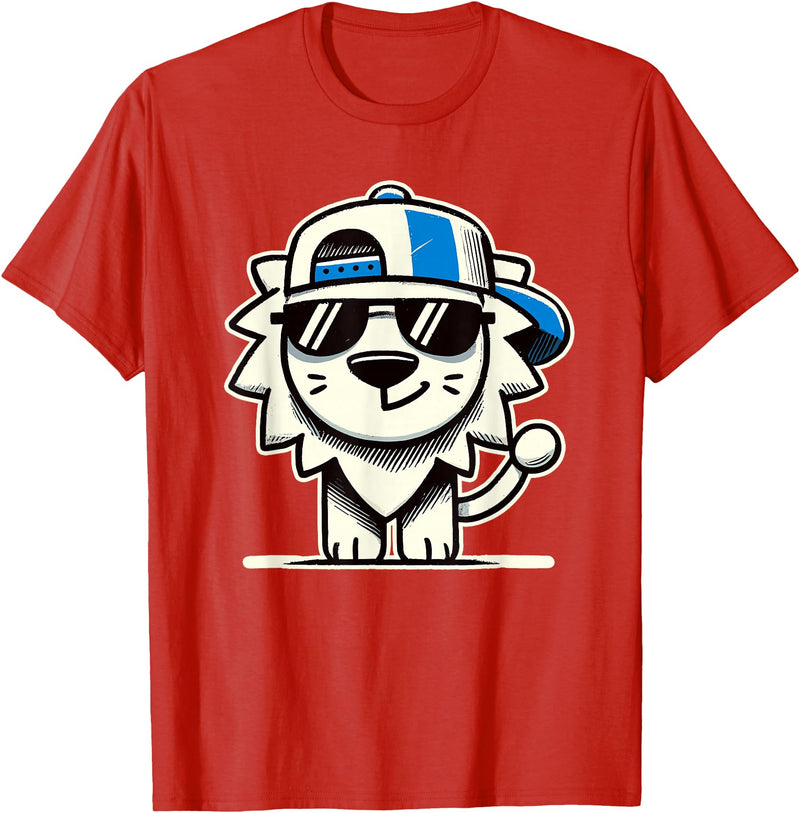 Nerrrdy Lion Hipster Men Women Kids Boys Girls Funny Lion T-Shirt - Red