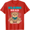 TheNiftyStitches CLAIRE Bear T-Shirt - Women's Black Cartoon Bear T-Shirt - Small - Short Sleeve - Classic Fit - All Seasons - Red
