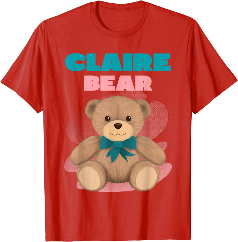TheNiftyStitches CLAIRE Bear T-Shirt - Women's Black Cartoon Bear T-Shirt - Small - Short Sleeve - Classic Fit - All Seasons - Red
