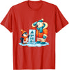 Cute Winter Penguin Polar Bear Humor Funny Penguin Teaching Polar Bear Winter T-Shirt - Red