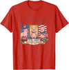 Farmer 4th Of July Costume 1776-2026 Proud 250th Freedom 4th July Three Cute Pigs T-Shirt - Red