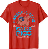 Retro Minor League Baseball Team Apparel Fall City Flying Pigs Retro Minor League Baseball Team T-Shirt - Red
