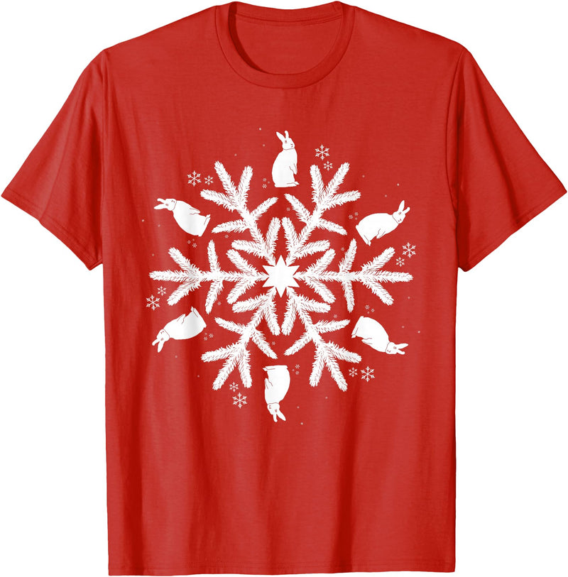 Snowflake Christmas Rabbit T-Shirt in Red