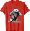 Animals In Sport Mood Polar Bear Playing Soccer Animal T-Shirt - Red