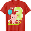 Cute Piglets Pig Barn Farm Birthday Party Supplies Pig 3rd Birthday Toddler 3 Year Old Birthday Boy Piglet Bday T-Shirt - Red