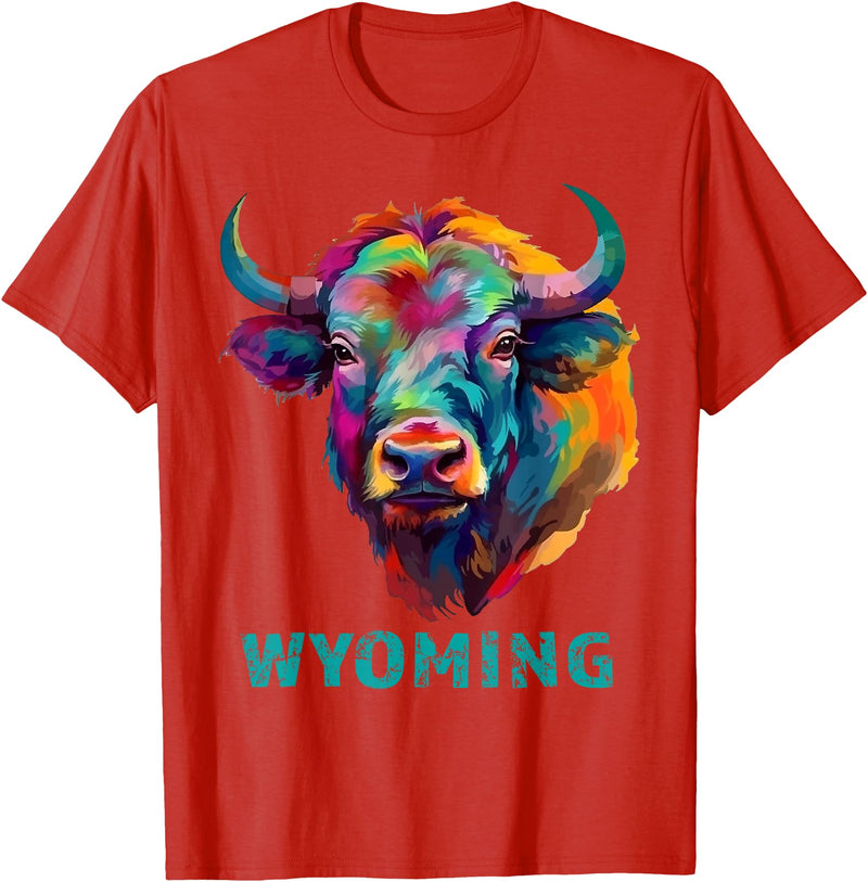 Love Wyoming Accessories, Apparel and Home Decor Wyoming American Bison Lover Buffalo for Men Women Souvenir T-Shirt - Red
