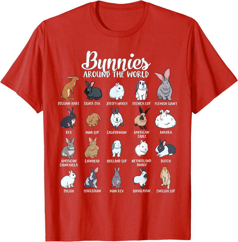 Rabbits of the World - Bunny T-Shirt in Red