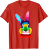 Colorful Rabbit Head Safari Animal Art Wildlife T-Shirt in Red