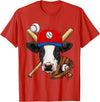 Wowsome! Cow Baseball Cow Lovers Baseball Player T-Shirt - Red