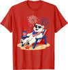 Polar Bear Patriotic Happy Beach Paws Co 4th of July Polar Bear Happy Beach Patriotic Animal Lovers T-Shirt - Red