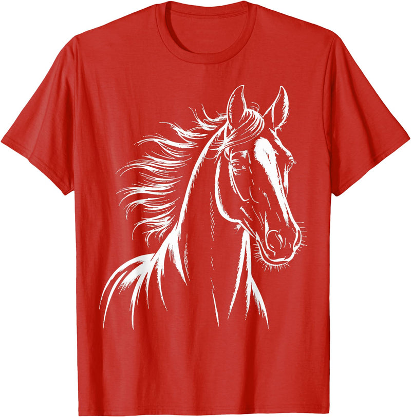 Horse Rider Equestrian Stable Owner Horse Silhouette Graphic Riding T-Shirt - Red