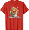KAEDAM Gifts: Highland Cows Cute Baby Highland Cow Calf Love Spring Pastel Novelty T-Shirt - Red