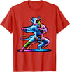 Cow Karate Black Belt Apparel Cow Karate Kick Punch Cute Funny Cool Martial Arts Cow T-Shirt - Red