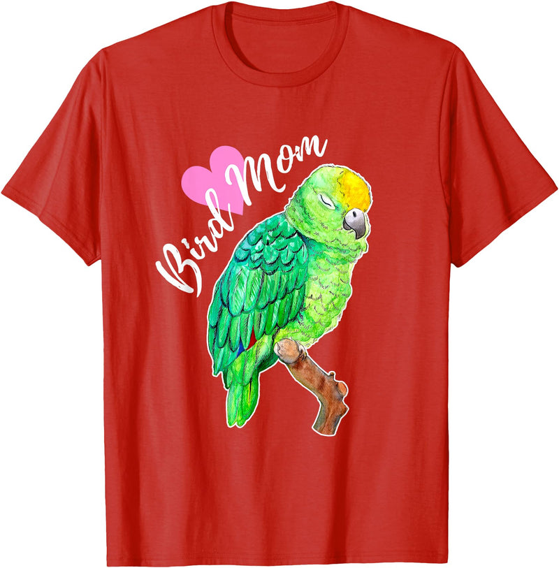 Parrot and Pet Bird Owners Amazon Parrot Lover Bird Mom Watercolor T-Shirt - Red