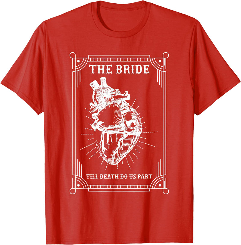Bride Groom Wedding Bachelorette Halloween Gothic Halloween Bride Groom Wedding Bachelorette Party T-Shirt - Red