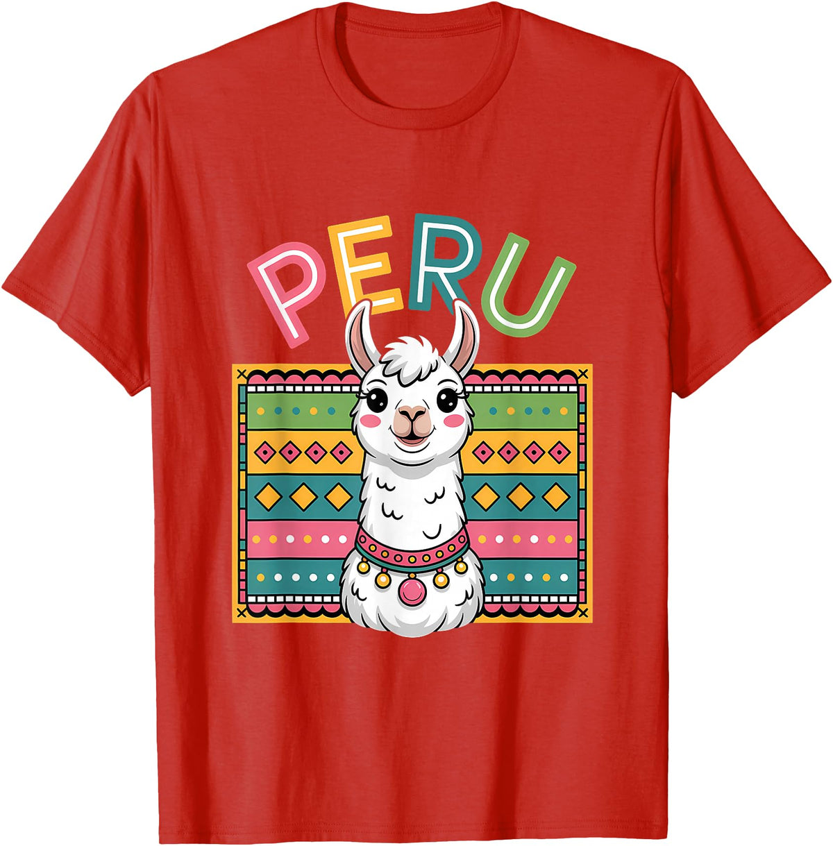 Peru Flag Peruvian Roots Peru Llama Peruvian Roots Peru Heritage T-Shirt - Red