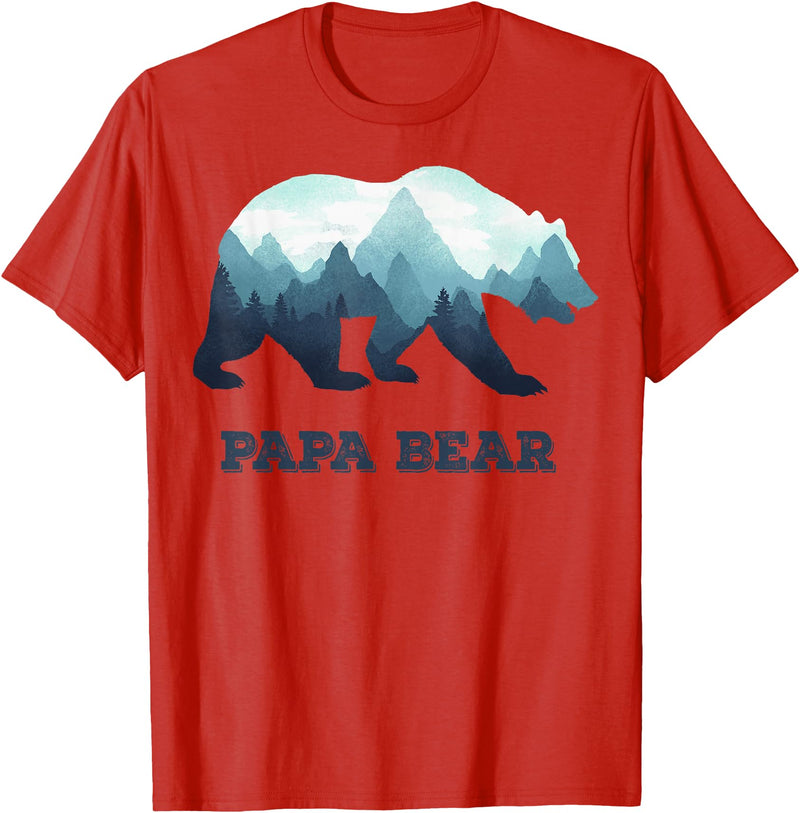 Dramabite Papa Bear Wildlife Father's Day Gift for Dad, Daddy or Dada T-Shirt - Red