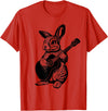 Bunny Playing Acoustic Guitar Easter Rabbit Women, Men, Kids T-Shirt in Red