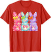 Easter Cute Bunny Coquette Bow Tie Dye Rabbit Women Girl Kid T-Shirt in Red