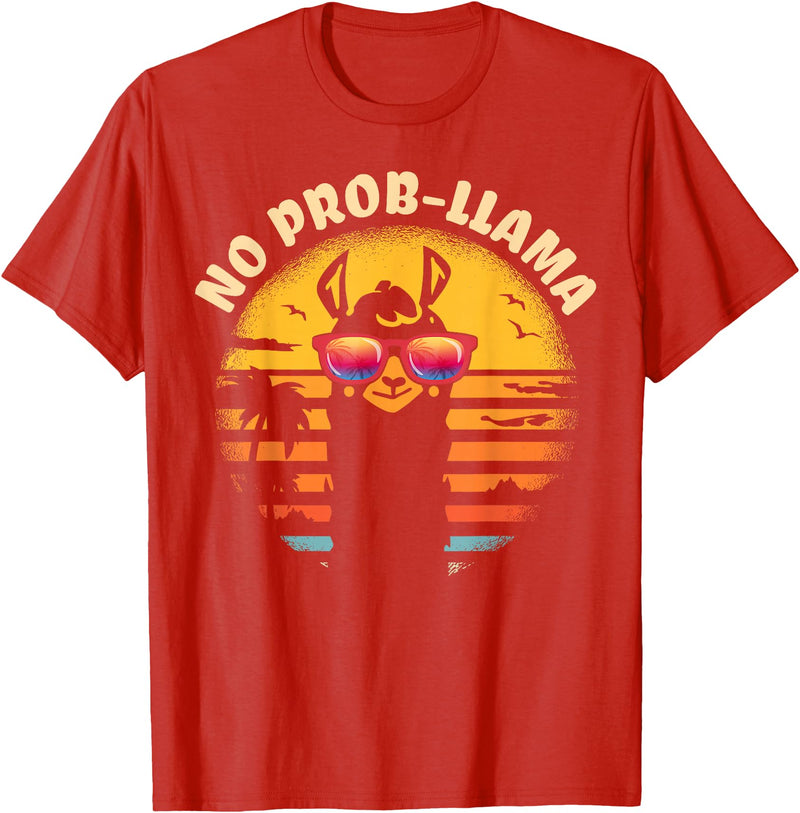 Retro No Prob-Llama & Alpaca Lover Gifts Retro NO Prob-Llama Gift - Vintage Llama Alpaca T-Shirt - Red