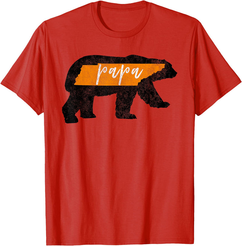 Tennessee State Flag and Home Vintage Shirt Co. Mens Papa Bear Tennessee State Flag Vintage Dad Shirt T-Shirt - Red